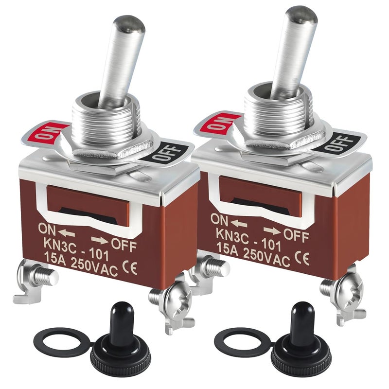 QIATOL Toggle Switch 12v DC 30A, 2Pack 2Pin SPST ON Off Switch with Waterproof Boot Cap Cover for Auto Car Marine Boat. - Image 1